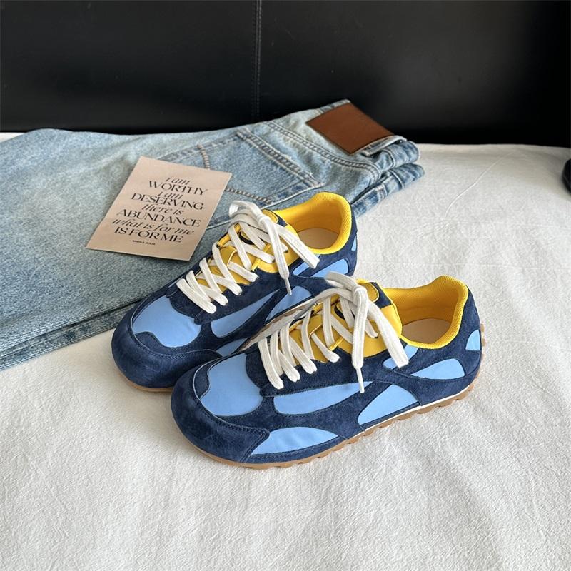 2025 Summer New Retro Color Matching Forrest Gump Shoes Women's Versatile Casual Sports Shoes Flat Comfortable Lace-up German Training Shoes