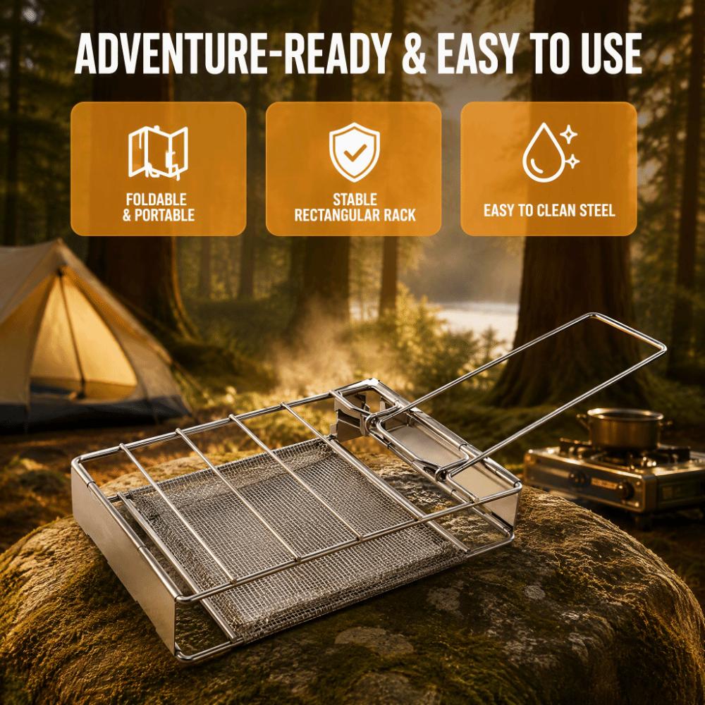Handheld Outdoor Toast Toaster Rack Foldable Bread Rack Toast Bread Grill Rack Meat Skewers