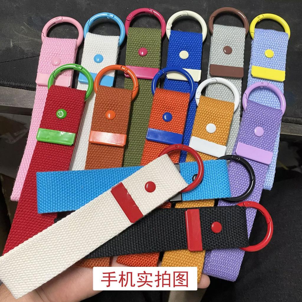 Handmade Diy Decorative Webbing Cloth Sticker Embellished Polyester Webbing Lanyard Korean Version Ins Spring Buckle Bag Pendant