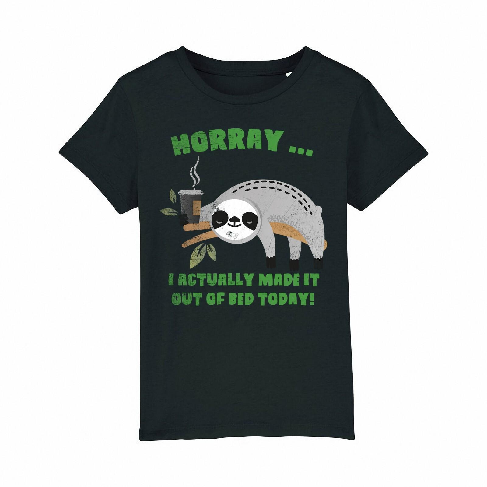 Horray I Made It Out Of Bed Today SLOTH T-Shirt Mens Womens Tees Top Boys Girls Funny Lazy Tee M