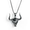 New European and American Stainless Steel Fashion Mens Bull Horn Pendant Animal Necklace