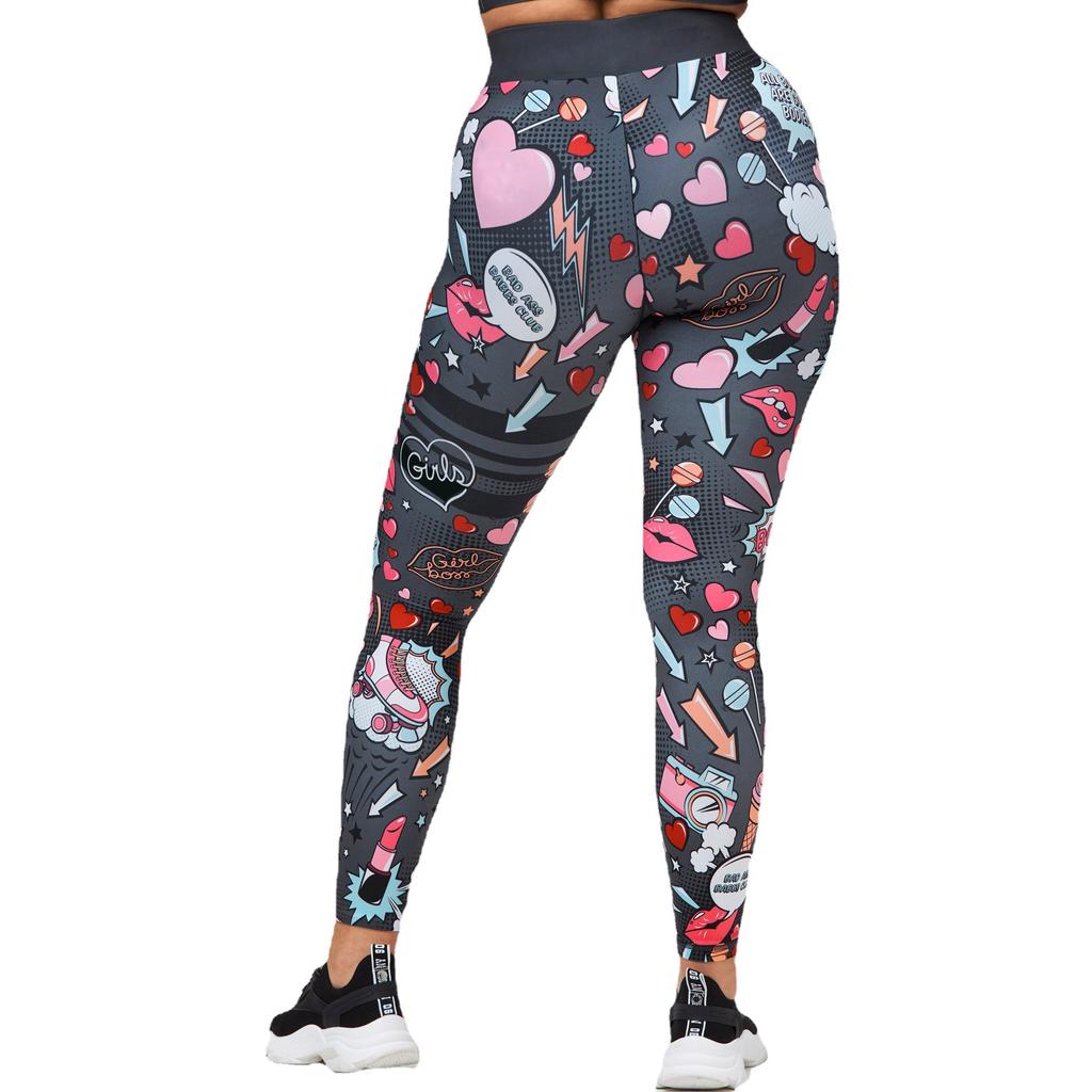 Fashionable High Waisted Sports Leggings, Women's Yoga Clothes, Yoga Pants, Elastic Sports Pants, Printed Leggings