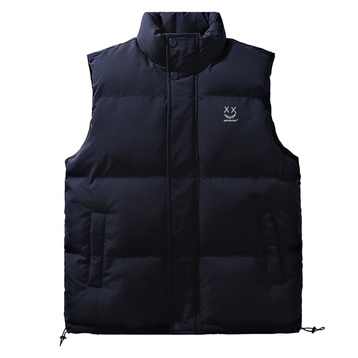 

Down Large Solid Smiling Face Sizes [uptoyou] Men s Vest, Padded, Sizes, Thick, Warm, Lightweight, Color, Design, Stand-Up Collar, Sleeveless, Unisex,