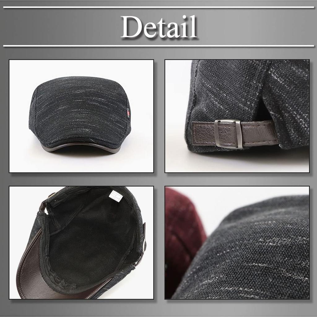 BUZZxSELECTION Hunting Winter Fleece Knit with Leather CAP166 Men's Cap, Fall/Winter Detail, (Navy)