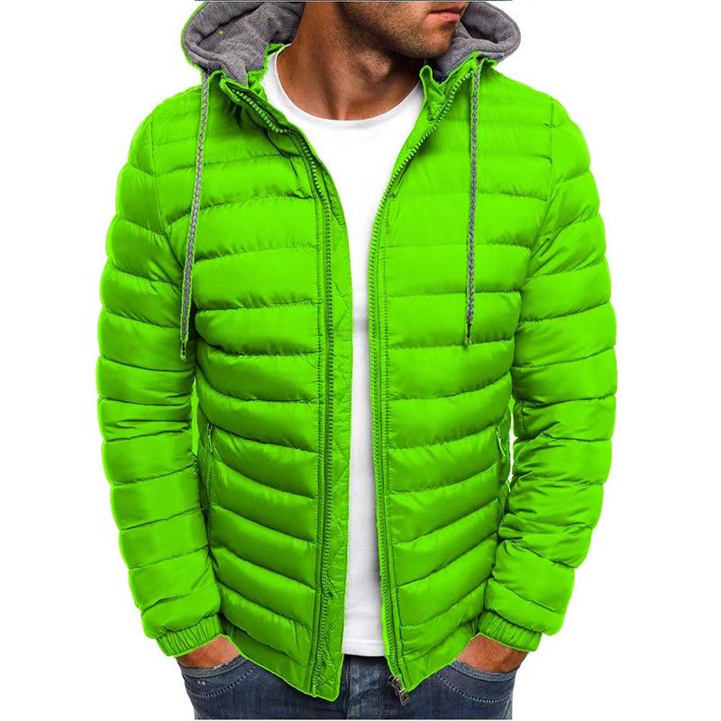 Høst Vinter Herre Casual Parkas Solid Hettejakke Jakke Casual Varme Klær Herre Frakk Streetwear Pufferjakke