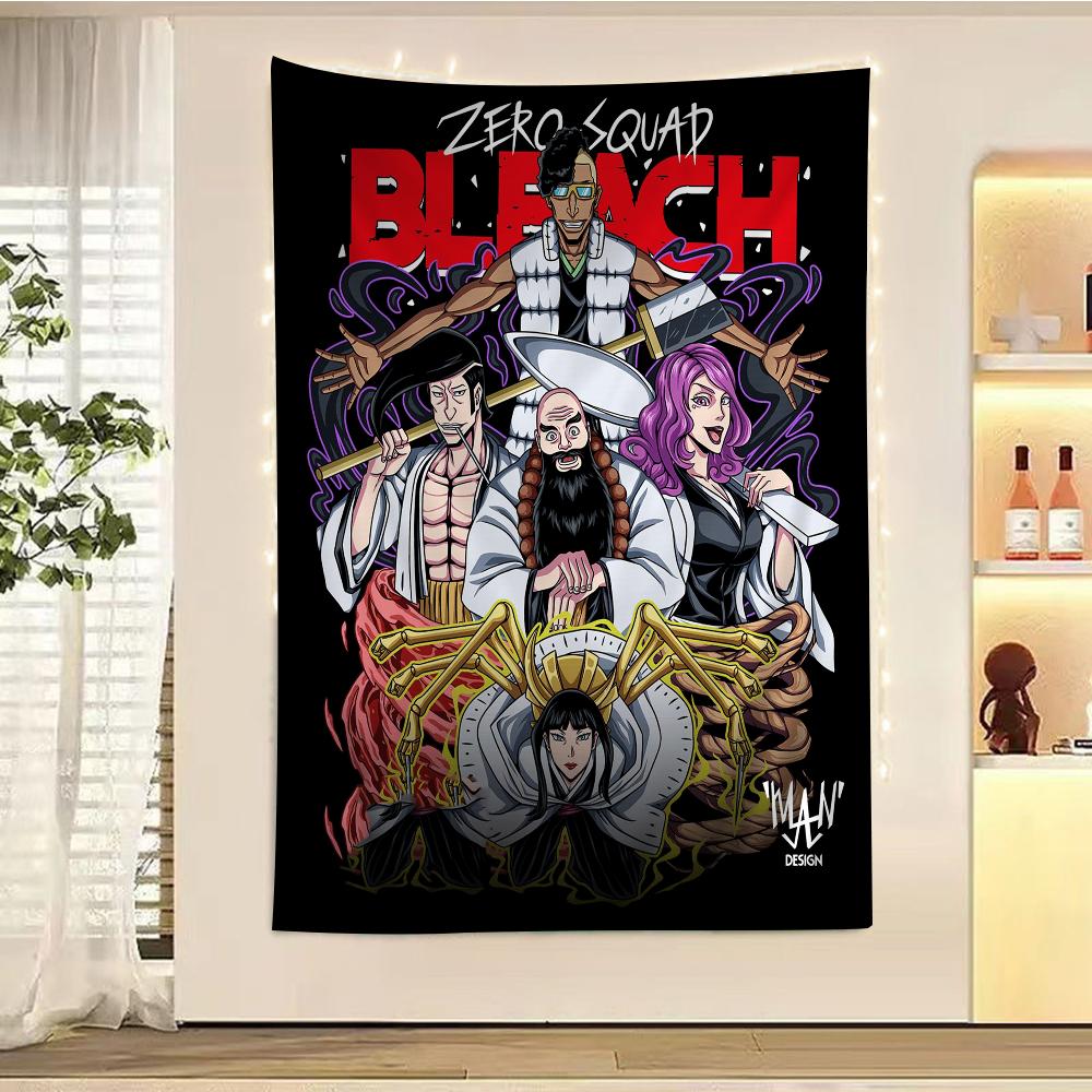 Anime Figure Bleach Tapestry Ichigo Kuchiki Rukia Pattern Art Printing Japanese Wall Tapestry Anime Wall Hanging Home Decor