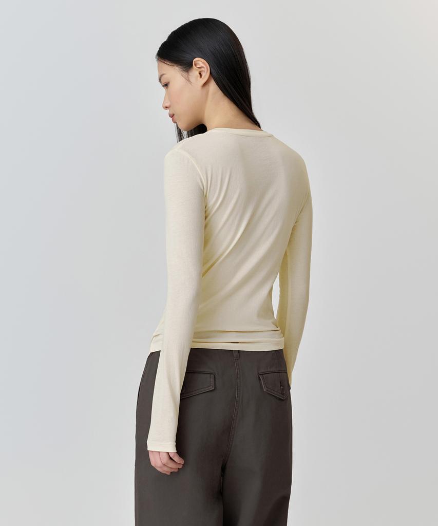 MUSINSA STANDARD WOMAN Women'S Sheer Slim Long Sleeve T-Shirt [Butter Cream]