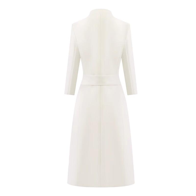 Teluoman Damen Apricot Beige Professionelles A-Linien Anzugkleid