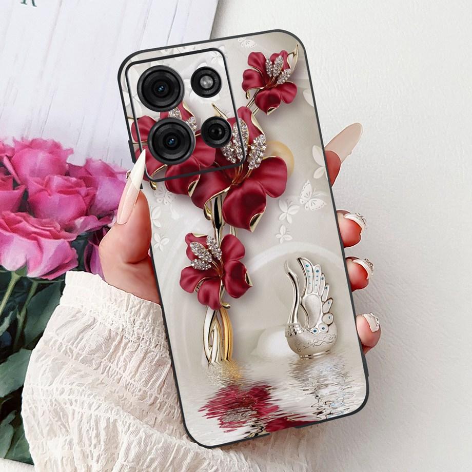 

For Motorola G05 G15 Power G35 G55 G75 E15 Phone Case Back Cover Girly Fashion Flower Butterfly Paintong Soft TPU Bumper Fundas Moto G55