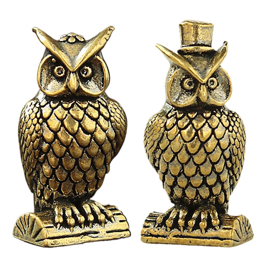 Mini Brass Owl Shaped Storage Rack Ornament Cute Animal Sculpture Home Decorations Retro Owl Table Centerpieces Decoration