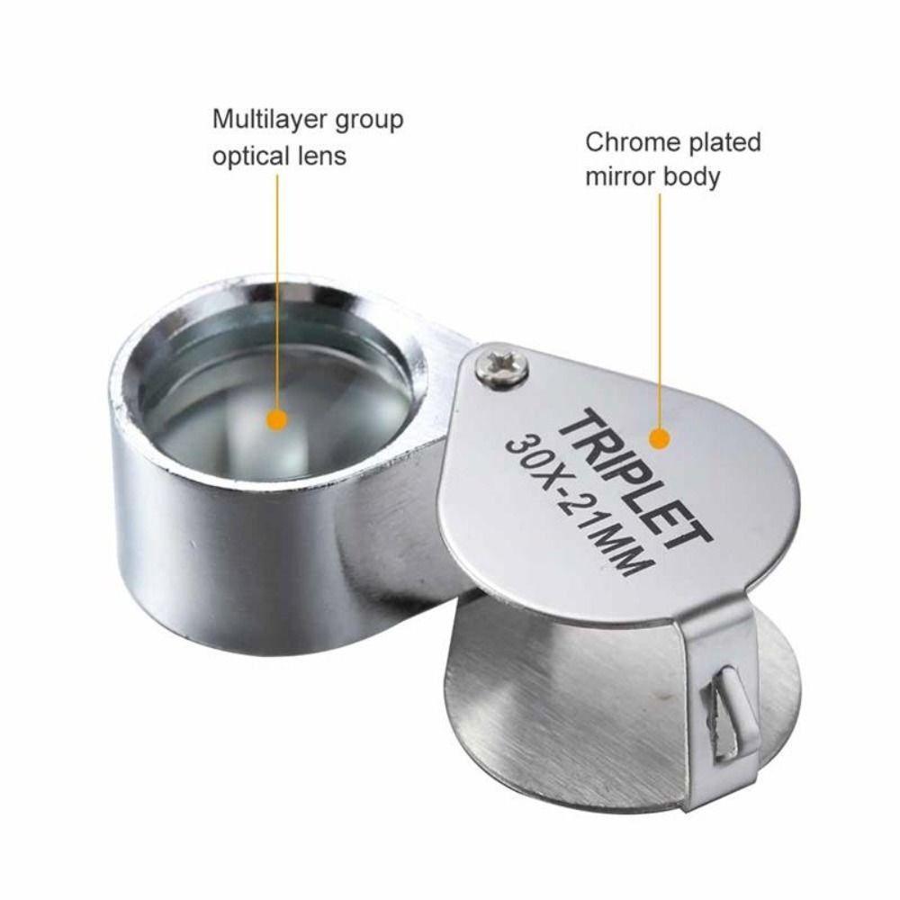 Mini Jewelry Magnifying Glass Folding Reading Magnifier Portable 10-30X Pocket Loupe  Jewelers