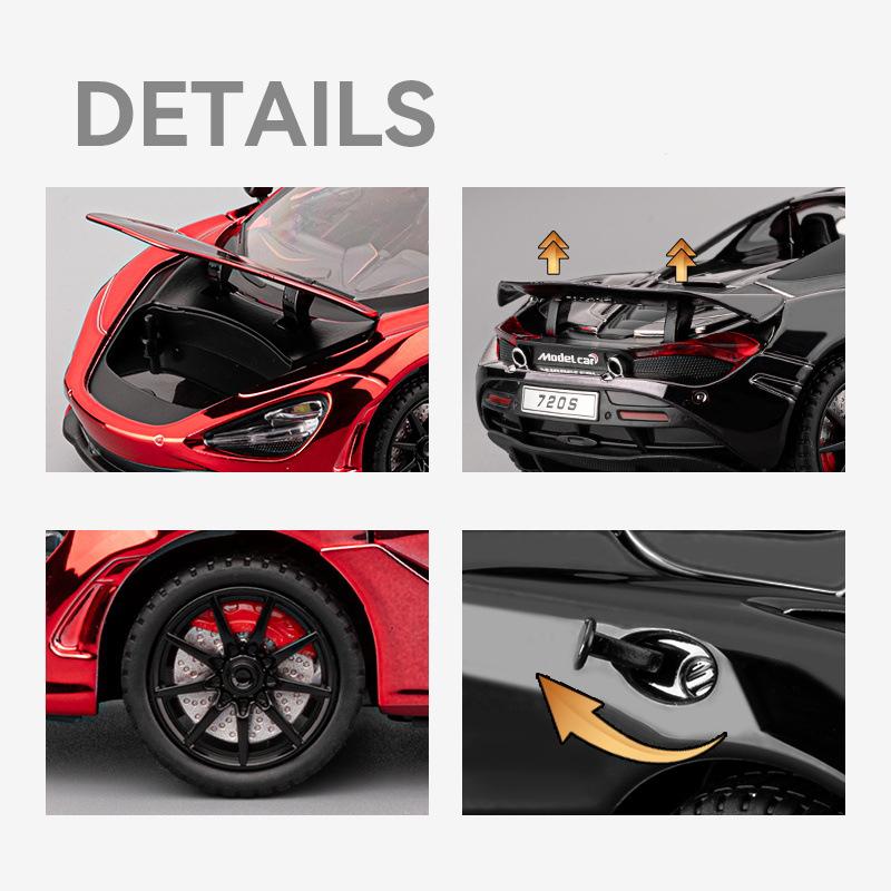1:24 720S Spider Alloy Car Model Sound and Light Pull Back Children's Toy Collectibles Birthday Gift