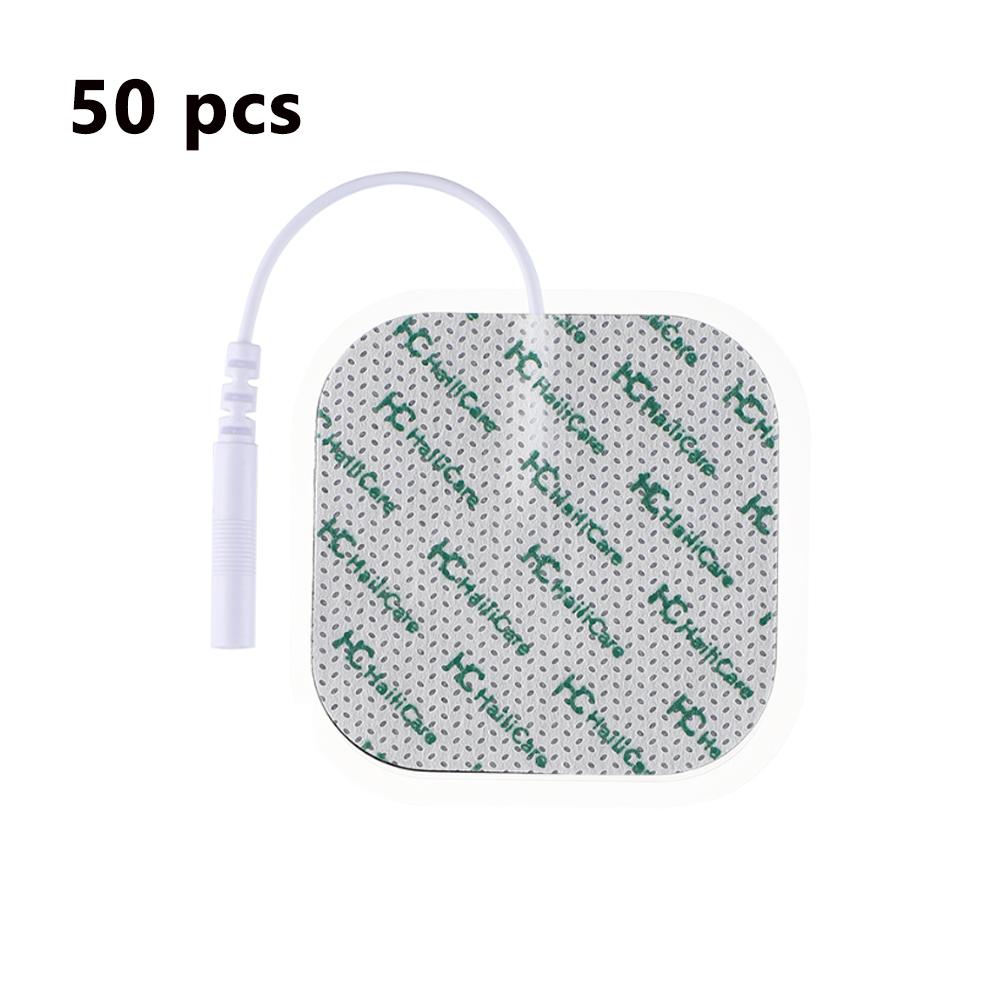 50 Stück Gel-Elektrodenpads für TENS-, Akupunktur- und Physiotherapiegeräte, Schlankheits- und EMS-Muskelstimulatoren, Massagegeräte, Aufkleber 5x5cm