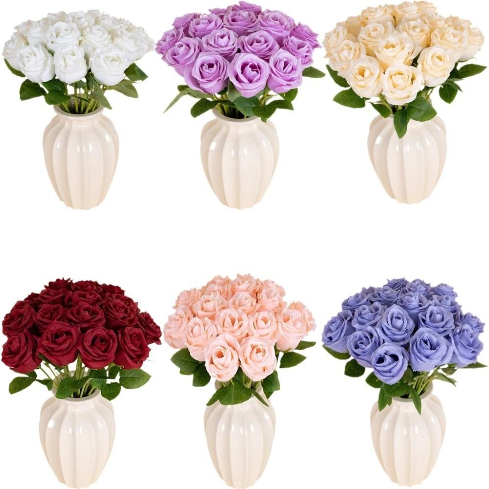 6-Head Simulated Rose Bouquet Small Bundle Silk Rose Artificial Flowers Soft DIY Floral Materials Home Decoration