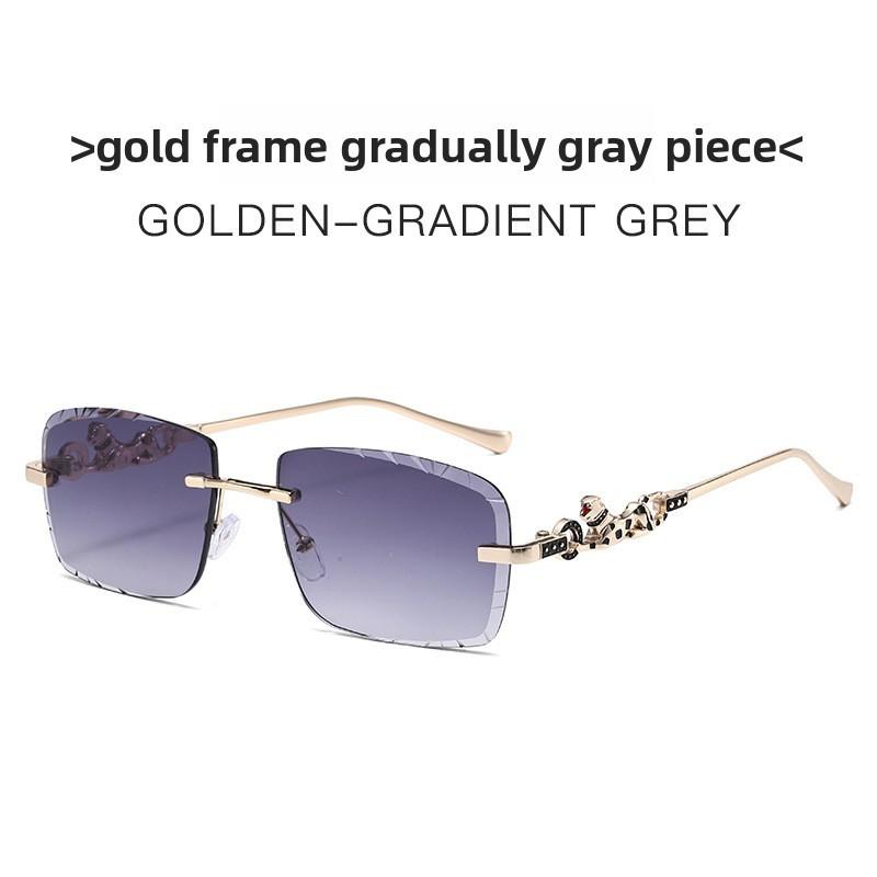 Metal Frameless Square Sunglasses With Lenses For Fashionable Outdoors