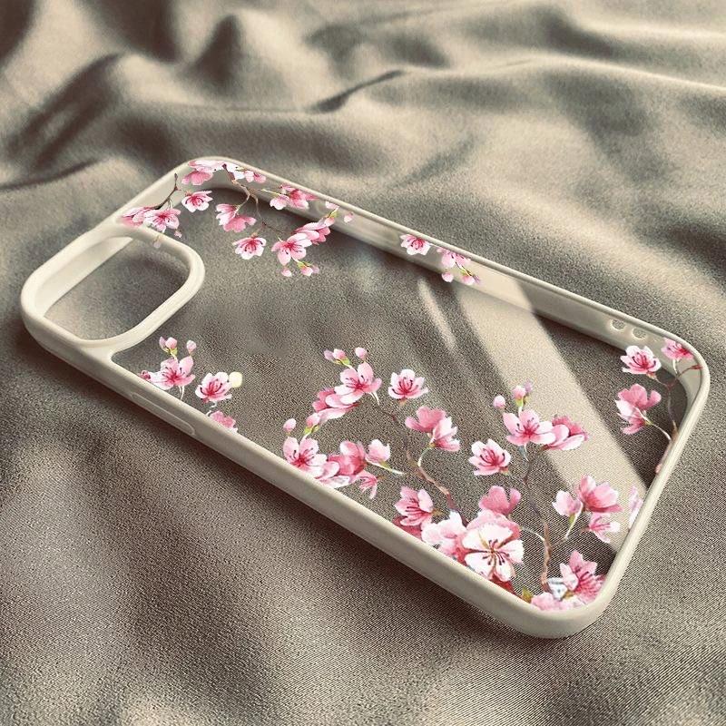 Cherry Blossom Transparent Phone Case For iPhone 17 Air 16 15 13 12 11 Pro Max Pro Plus Protective Antii-Scratch Funda Cover