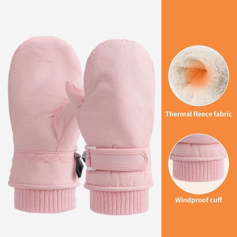 Kids' Quick-Dry Warm Ski Gloves with Waterproof Fabric and Thick Velvet Lining