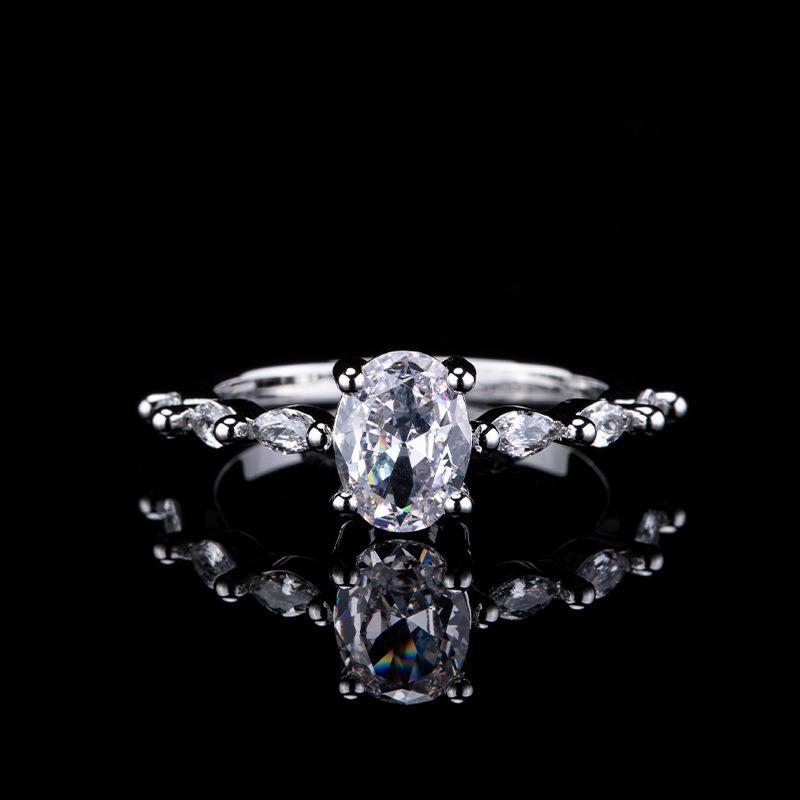 Women'S Ring Zircon Ring Women'S Four-Claw Ring Holder High-Grade Light Luxury Zircon Ring Bridal Wedding Ring