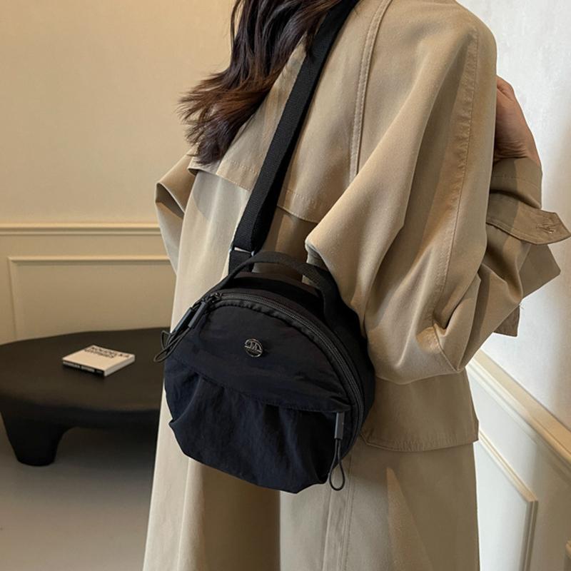 Women's Casual Nylon Crossbody Bag with Adjustable Strap Vintage Solid Color Small Shoulder Bag Polyester Lining for Everyday Use AVE