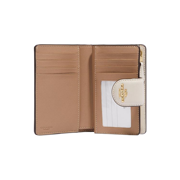 Coach Corner Zip 13 Classic Monogram Floral Print Canvas And Leather Wallet Medium Women Wallet Light-Khaki CH480-IMOT4