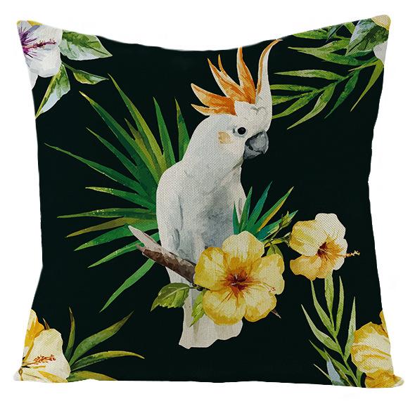 New Outdoor Waterproof Linen Pillow Case Tropical Green Leaf Cushion Cover