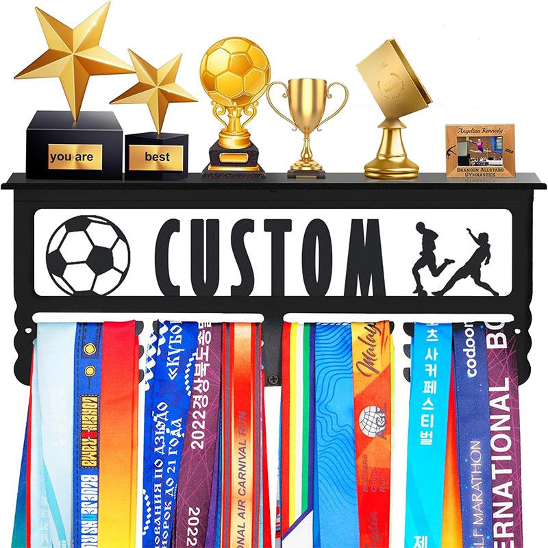 Personalized Medal Holder For Sports Race Plaques-Hanger With Name Display Rack For Awards Ribbon-Metal Custom