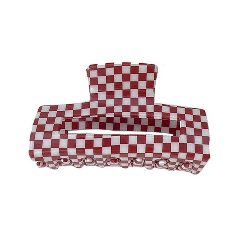 Vintage Plaid Series Red And White Hair Clamps For Women Handmade Pvc Fashion Accessories