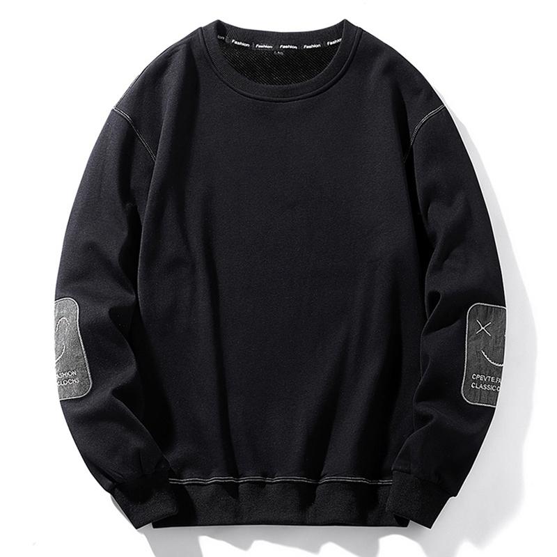 Autumn Winter Round Neck Loose Casual Printing Velvet Sweatshirt Male Fashion All-match Pullover Top Men