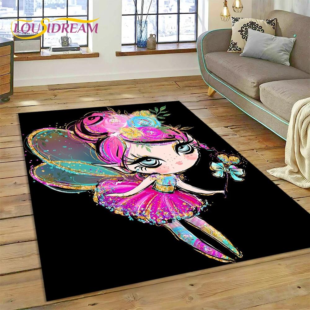 Cute Dream Ballet Girl Ballerina Fairy Carpet Rug for Bedroom Living Room Home Sofa Decoration,Child Game Large Decor Floor Mat