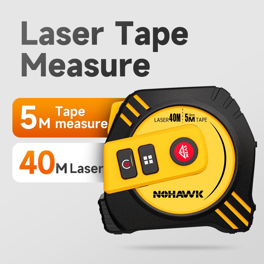 Nohawk 40m/80m Laser Tape Measure Tape Measure Measuring Tool Laser Distance Meter Steel Tape Measure USB Rechargeable 40m Tape Measure