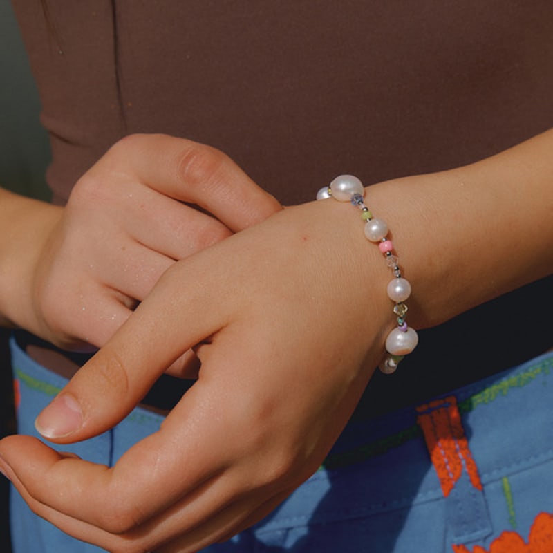 VINTAGE HOLLYWOOD Pearl N Crystal Beads Bracelet_VH24NNBR101M