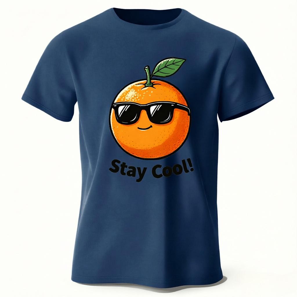Stay Cool Cool Orange with Sunglasses Graphic TShirt Unisex Women White Casual Summer Tee