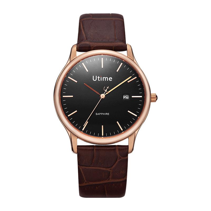 Utime High-End Leather Steel Case Men'S Watch Business Waterproof Belt Men'S Quartz Watch Men'S Watch