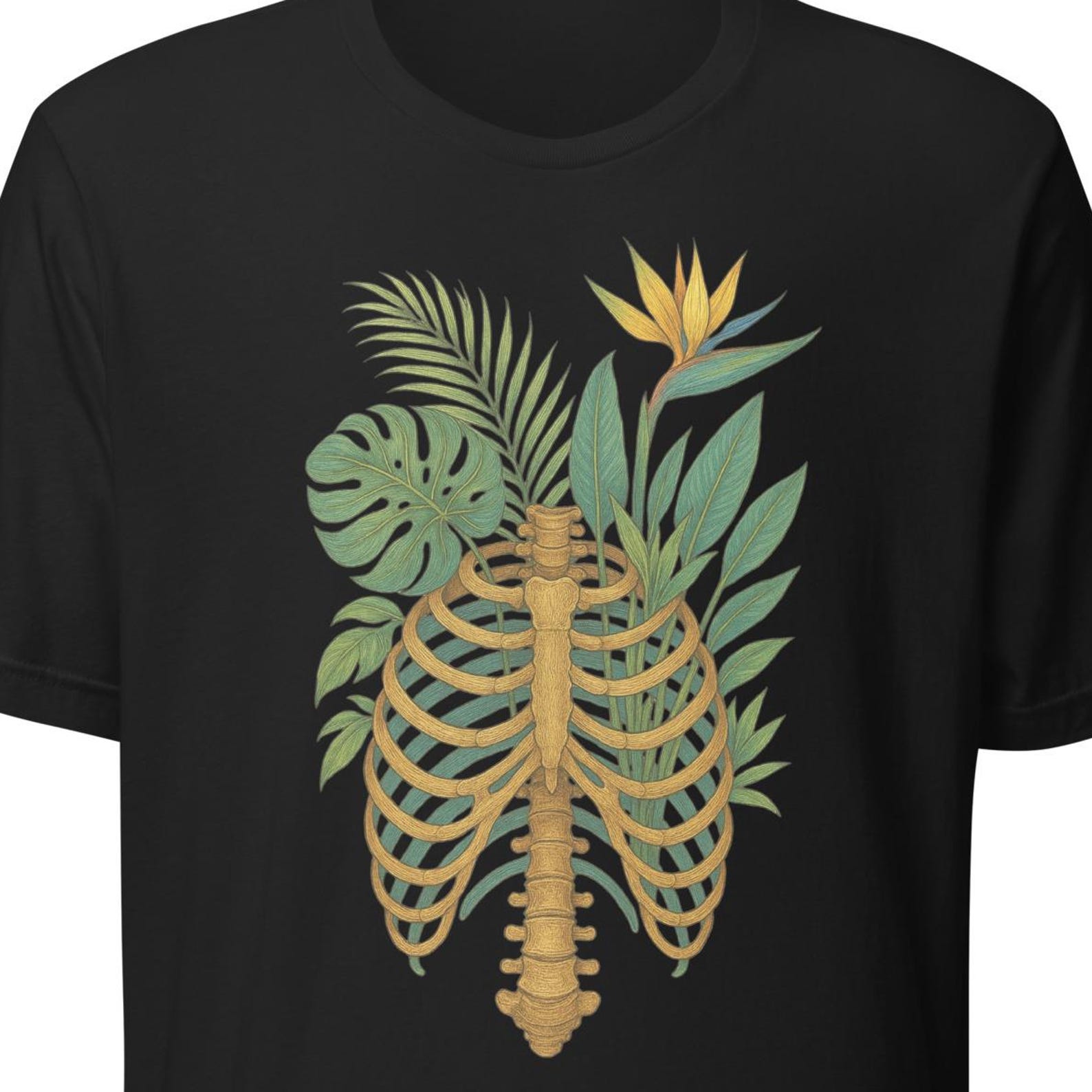 Skeleton Plant Body T-shirt, Botanical Ribcage Shirt, Plant Lover Halloween Tee, HSP Shirt 2XL