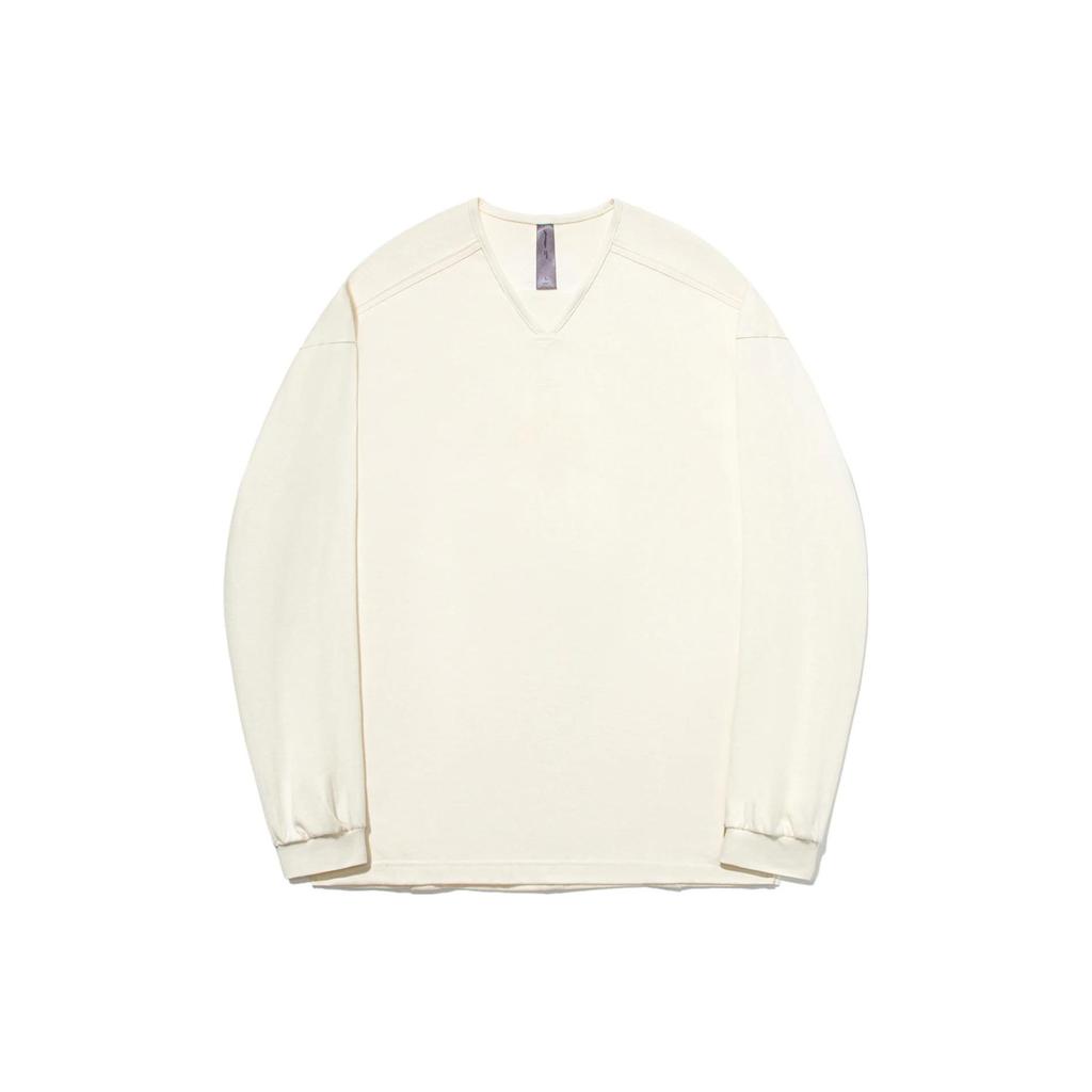 Li Ning X Jackie Chan Kung Fu Series Solid Color Loose Fit Round Neck Long Sleeve T-Shirt Unisex Tops Paper-White AHST623-3