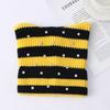 Yarn Cat Ear Beanie Stretchable Knit Striped Hat Gifts Knitted Beanie Hat  Spring Autumn Winter
