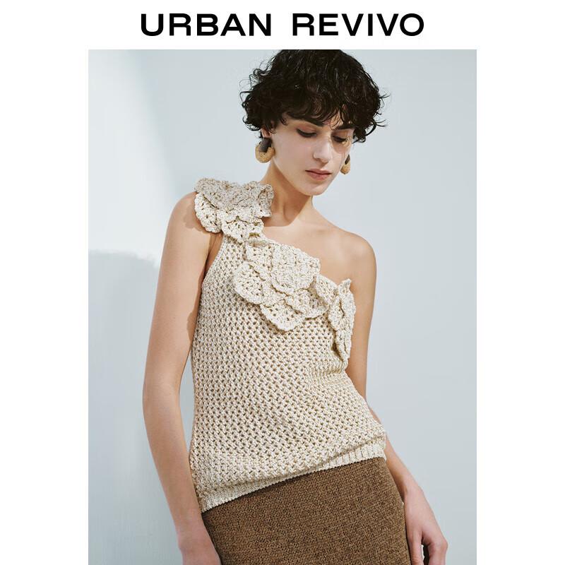 UR Off-Shoulder Woven Flower Knit Top XL