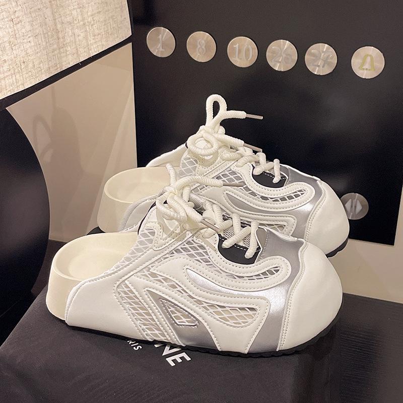 Thick bottom height increase one pedal bag head half slippers women's summer wear 2025 new versatile outer wear non-slip cool slippers