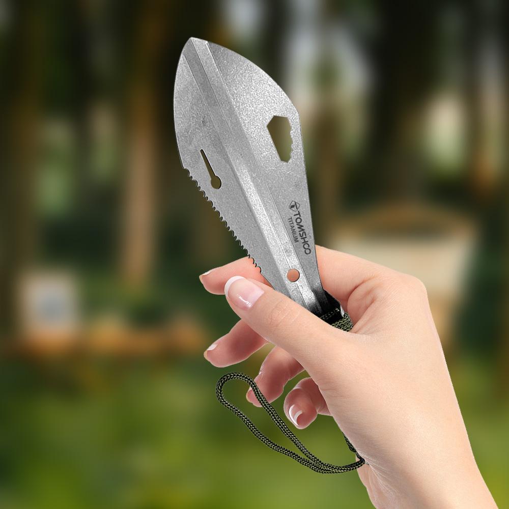 Campingschaufel Ti Mehrzweck-Wanderschaufel mit Überlebensseil Leichtgewichtig tragbar für Camping