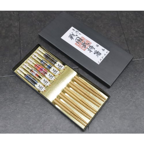 Castle Enterprise Japanese Souvenir Handmade Sengoku Warlord Bamboo Chopsticks (Pack of 5)