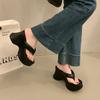 Platform High Heels Slippers Women Flip Flops Shoes Woman Wedges Sandals 2025 Trend Dress Square Toe Pumps Summer Slides Mujer