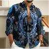 Camisas de Manga Larga con Estampado Floral Desgastado para Hombre, Cárdigan Casual, Botón Nuevo, Camisas de Moda Festiva