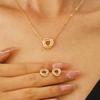 High Quality Simple Fashion Circle Twist Set Necklace Stud Earrings Femininity Collarbone Chain Circle Pendant Neck Chain