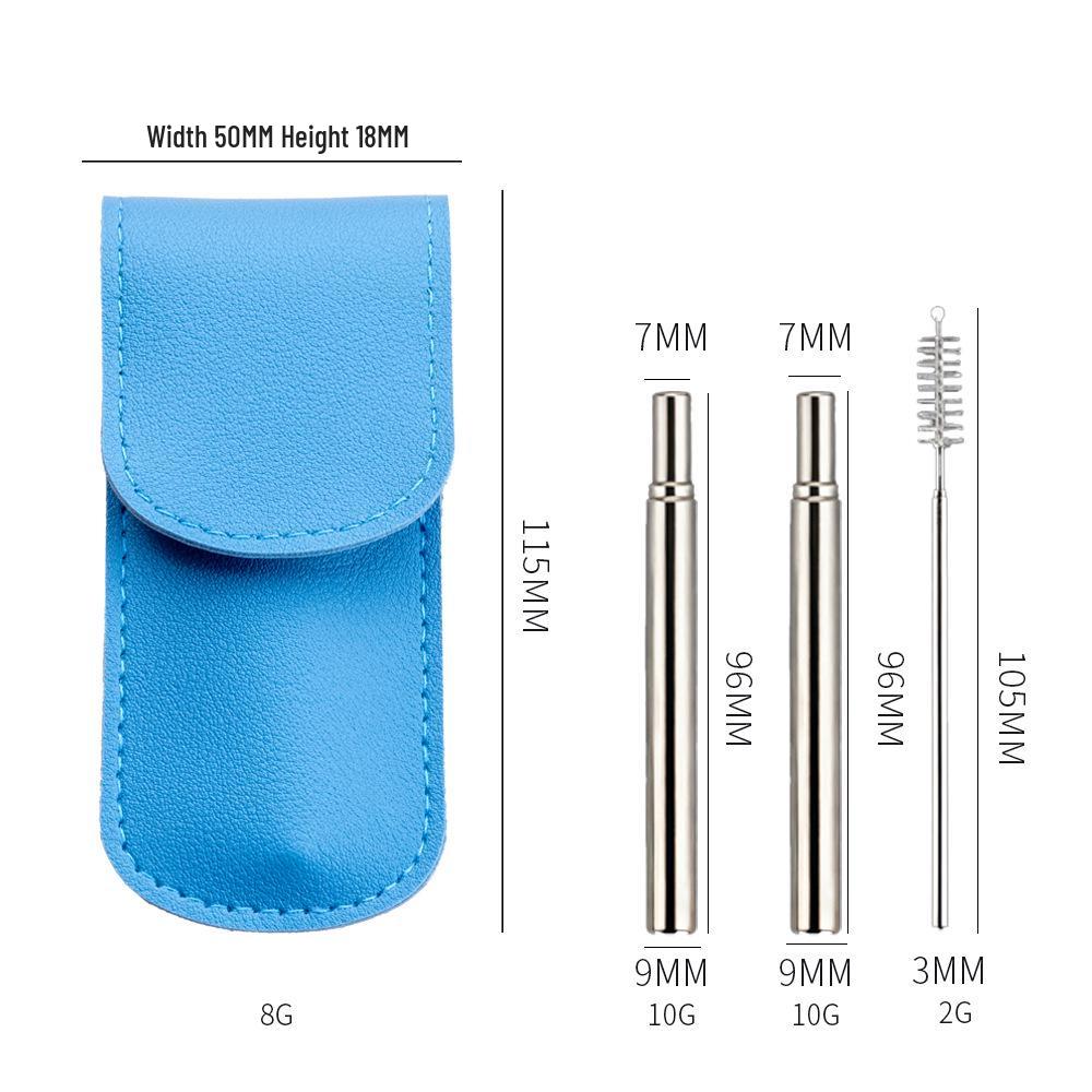 304 Stainless Steel Foldable Telescopic Straw with Brush - Outdoor Gift Tableware
