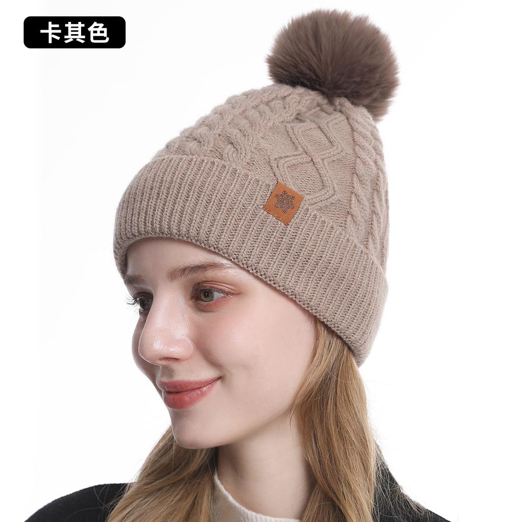 Knitted hat, scarf, gloves, three-piece set, women's winter velvet, warm outdoor riding, ear protection, wool, knitted hat