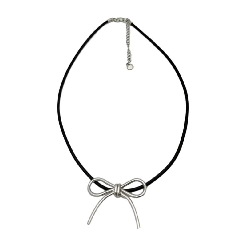 

Bowknot Pendant Sweater Necklace Charm Women Girl Choker Summer Fashion Simple Geometric Clavicle Chain Party Jewelry чорний