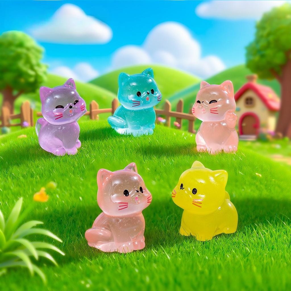 10-100 Stück Leuchtende Mini-Harzkatzen Kleine Kätzchen-Figuren für Feengarten Landschaft Aquarium Topfpflanze Streichspiel DIY-Dekoration
