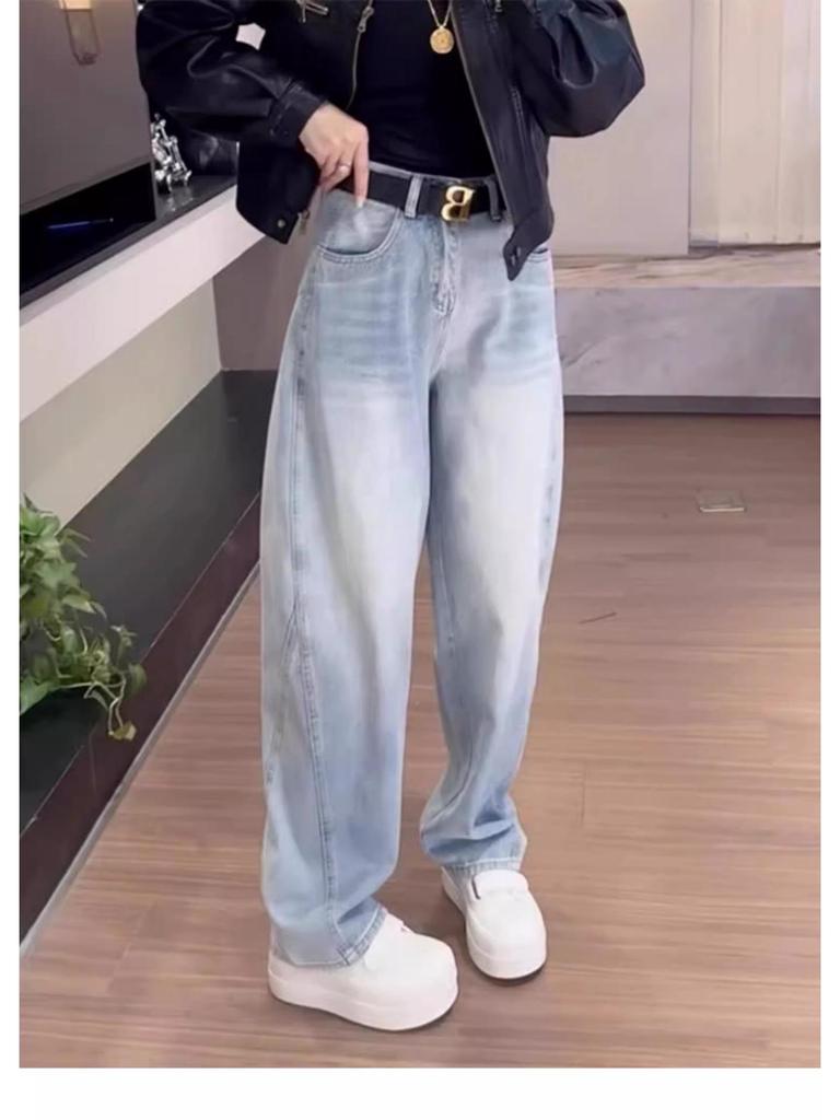 2025 Spring Retro High Waist Slimming Wide Leg Jeans for Women with Pear-Shaped Figure