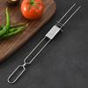 Heat Resistance Stainless Steel Double-Ended BBQ Fork Semi-automatic Design Reusable Barbecue Supply