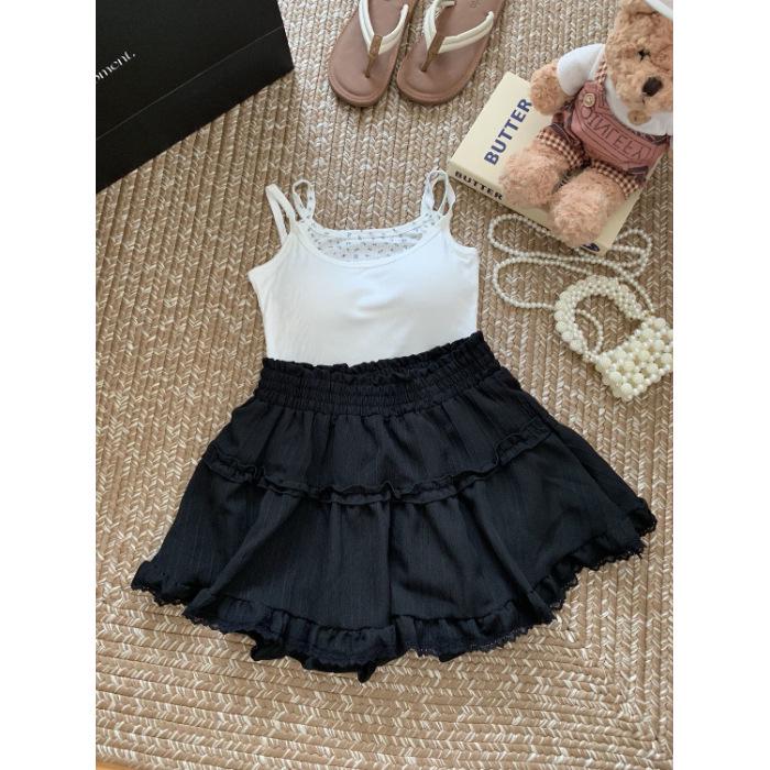 2024 Summer Women's A-Line French White Lace Puffy Skirt